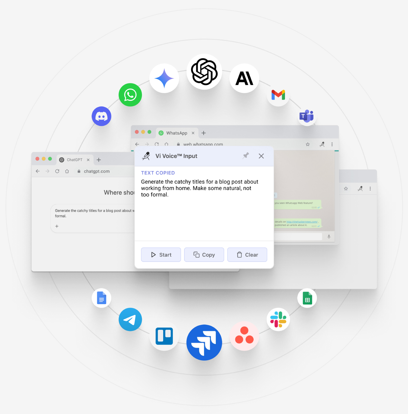 Vi Voice Chrome Extension Interface
